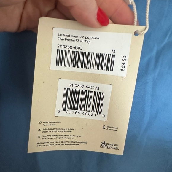 Frank & Oak Sky Blue Women's Tank Top - Picture 3 of 3